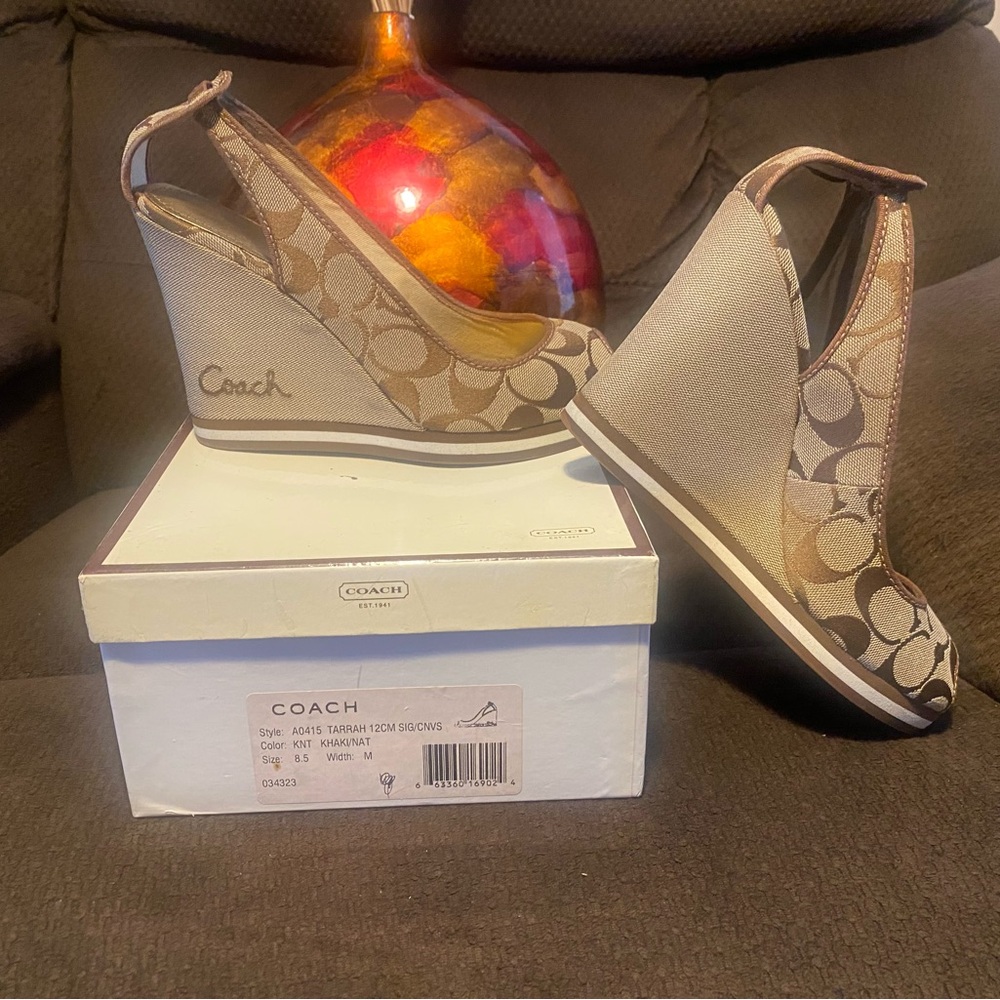 Authentic Coach Women's Tan Wedge Shoes